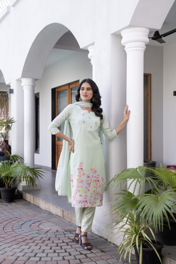 Pastel Green Embroidered Kurta Set