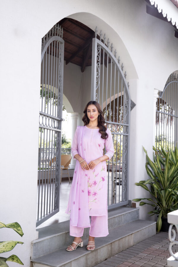 Pastel Pink Floral Kurta Set